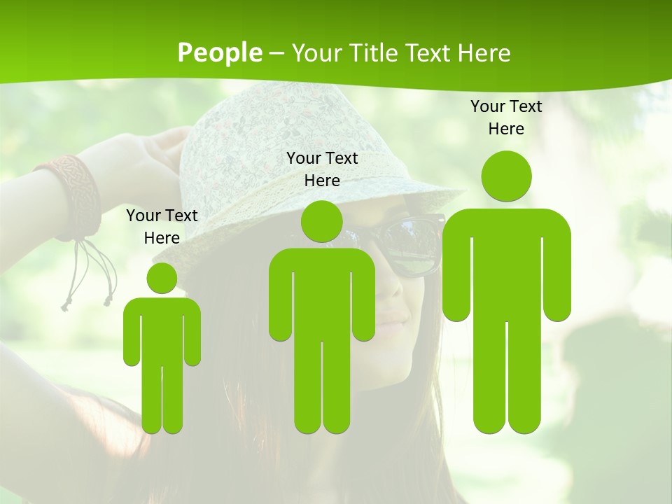 A Woman Wearing Sunglasses And A Hat With A Green Background PowerPoint Template