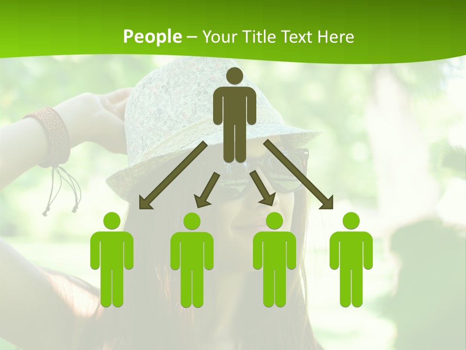 A Woman Wearing Sunglasses And A Hat With A Green Background PowerPoint Template