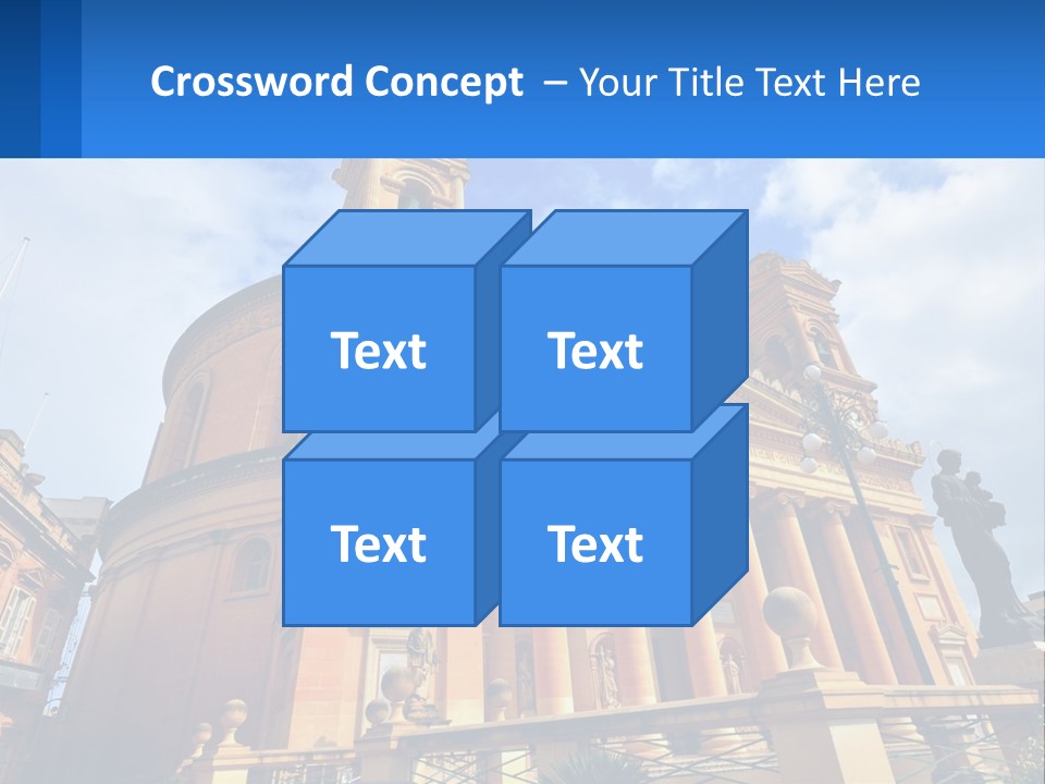 A Large Building With Columns And A Clock On It PowerPoint Template