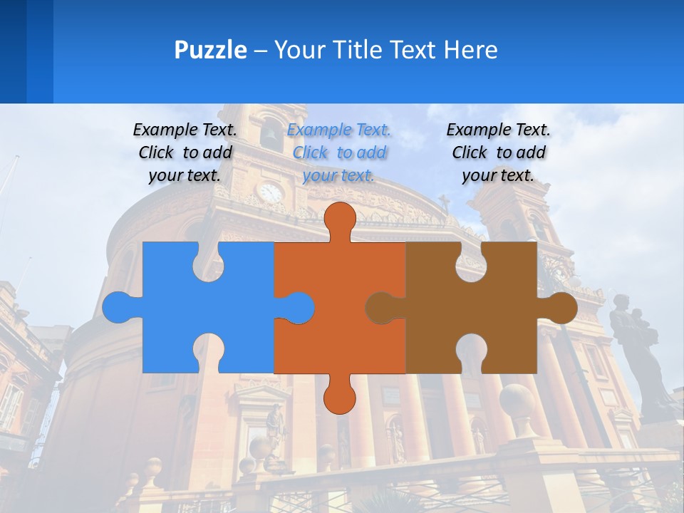 A Large Building With Columns And A Clock On It PowerPoint Template