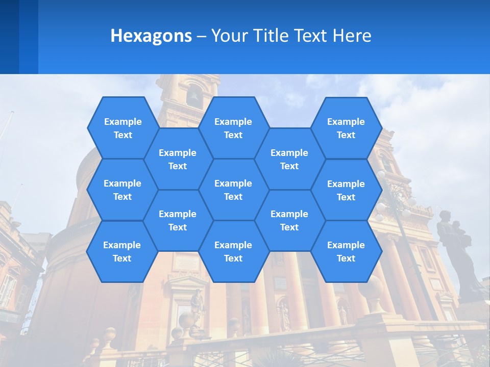 A Large Building With Columns And A Clock On It PowerPoint Template