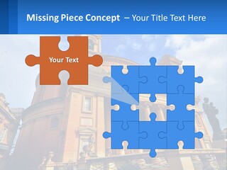 A Large Building With Columns And A Clock On It PowerPoint Template