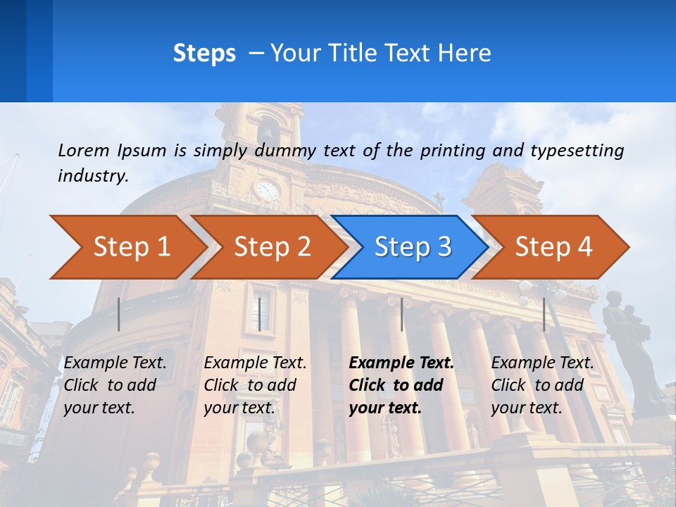 A Large Building With Columns And A Clock On It PowerPoint Template