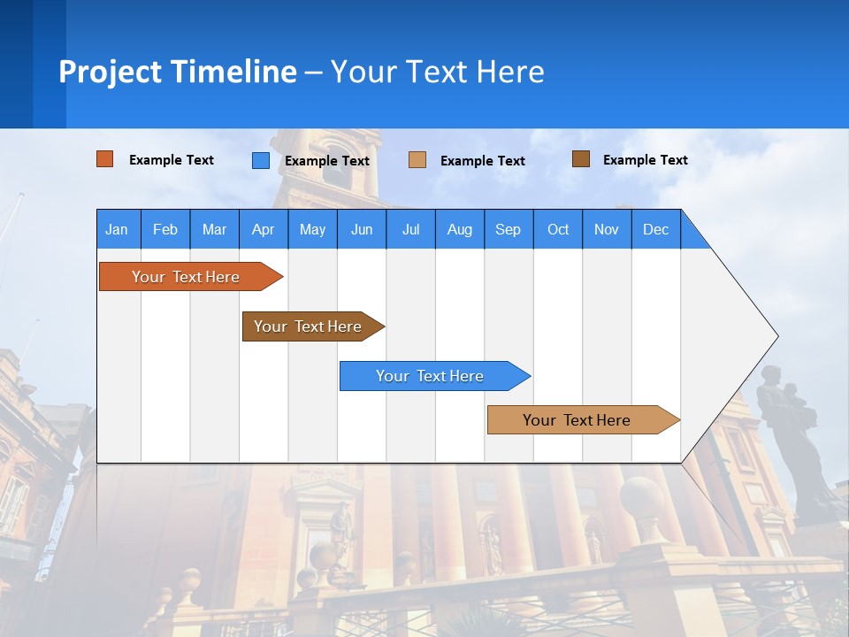 A Large Building With Columns And A Clock On It PowerPoint Template