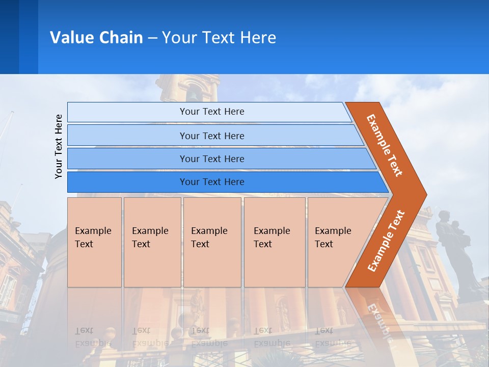 A Large Building With Columns And A Clock On It PowerPoint Template