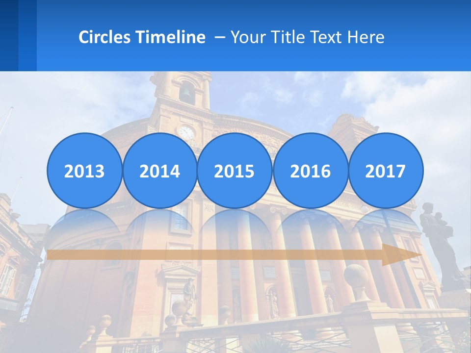 A Large Building With Columns And A Clock On It PowerPoint Template