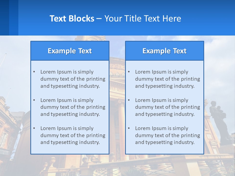 A Large Building With Columns And A Clock On It PowerPoint Template
