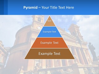 A Large Building With Columns And A Clock On It PowerPoint Template