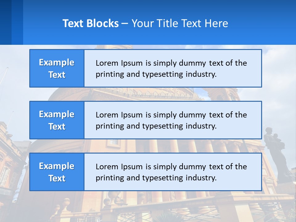 A Large Building With Columns And A Clock On It PowerPoint Template