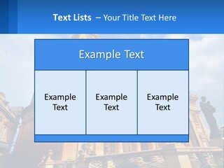 A Large Building With Columns And A Clock On It PowerPoint Template