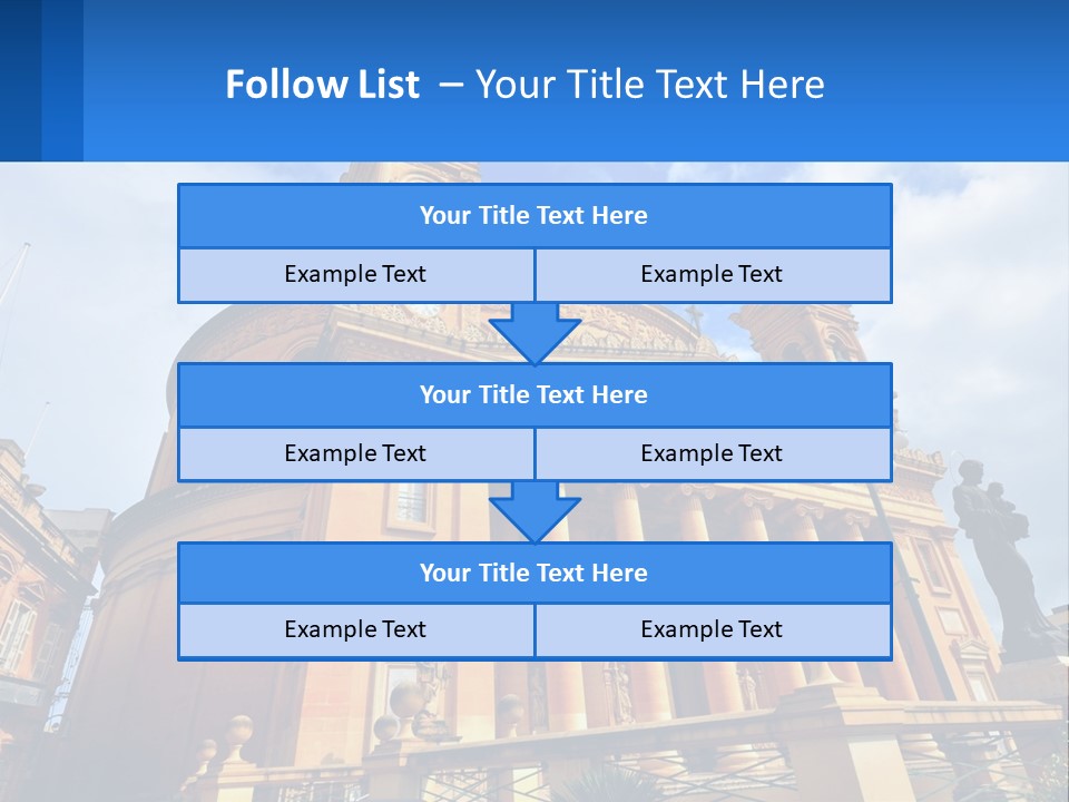 A Large Building With Columns And A Clock On It PowerPoint Template