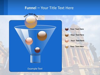 A Large Building With Columns And A Clock On It PowerPoint Template