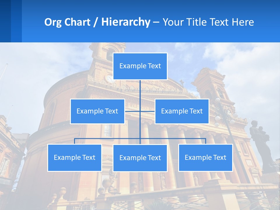 A Large Building With Columns And A Clock On It PowerPoint Template