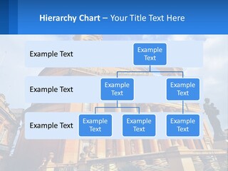 A Large Building With Columns And A Clock On It PowerPoint Template