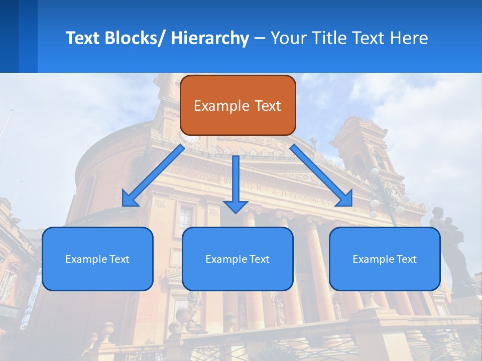 A Large Building With Columns And A Clock On It PowerPoint Template