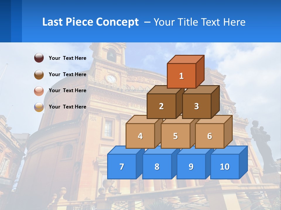 A Large Building With Columns And A Clock On It PowerPoint Template