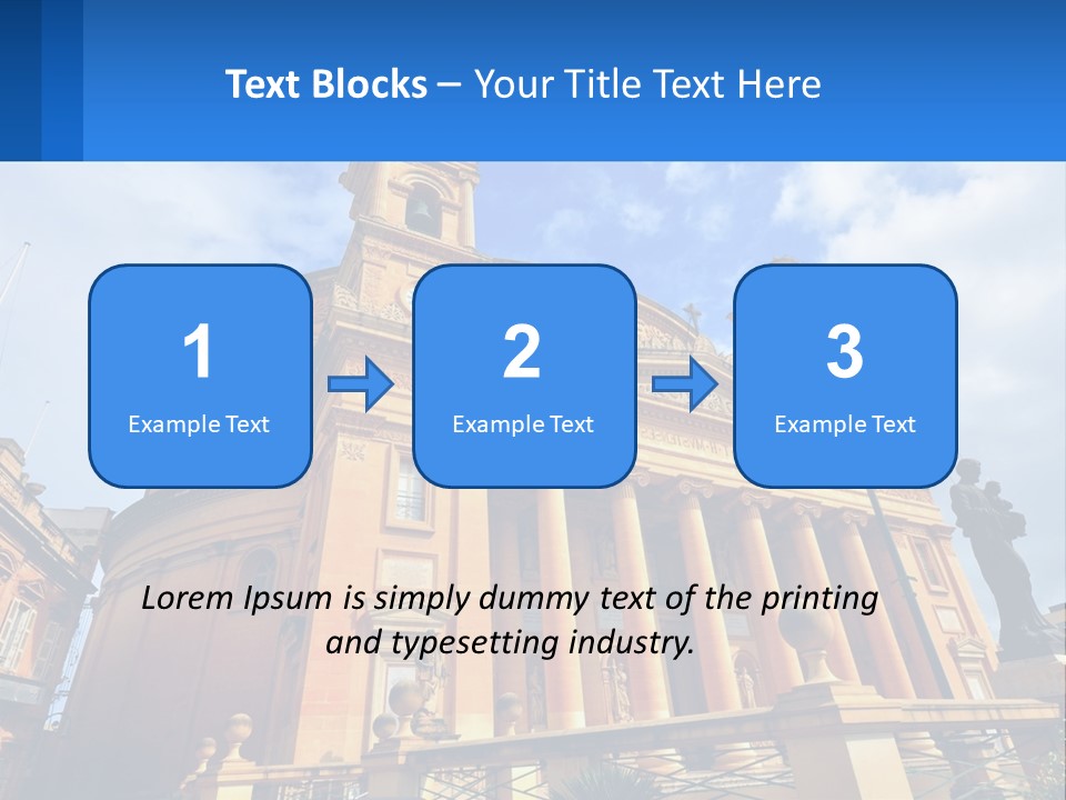 A Large Building With Columns And A Clock On It PowerPoint Template