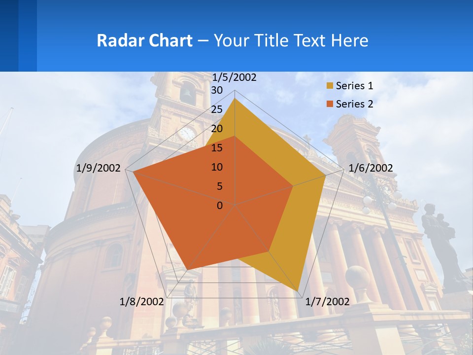 A Large Building With Columns And A Clock On It PowerPoint Template