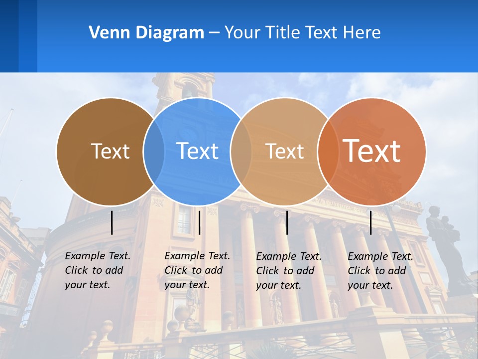 A Large Building With Columns And A Clock On It PowerPoint Template