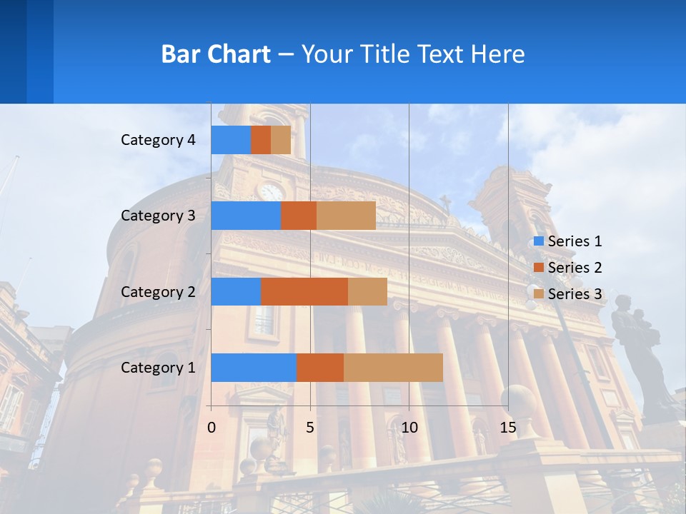 A Large Building With Columns And A Clock On It PowerPoint Template