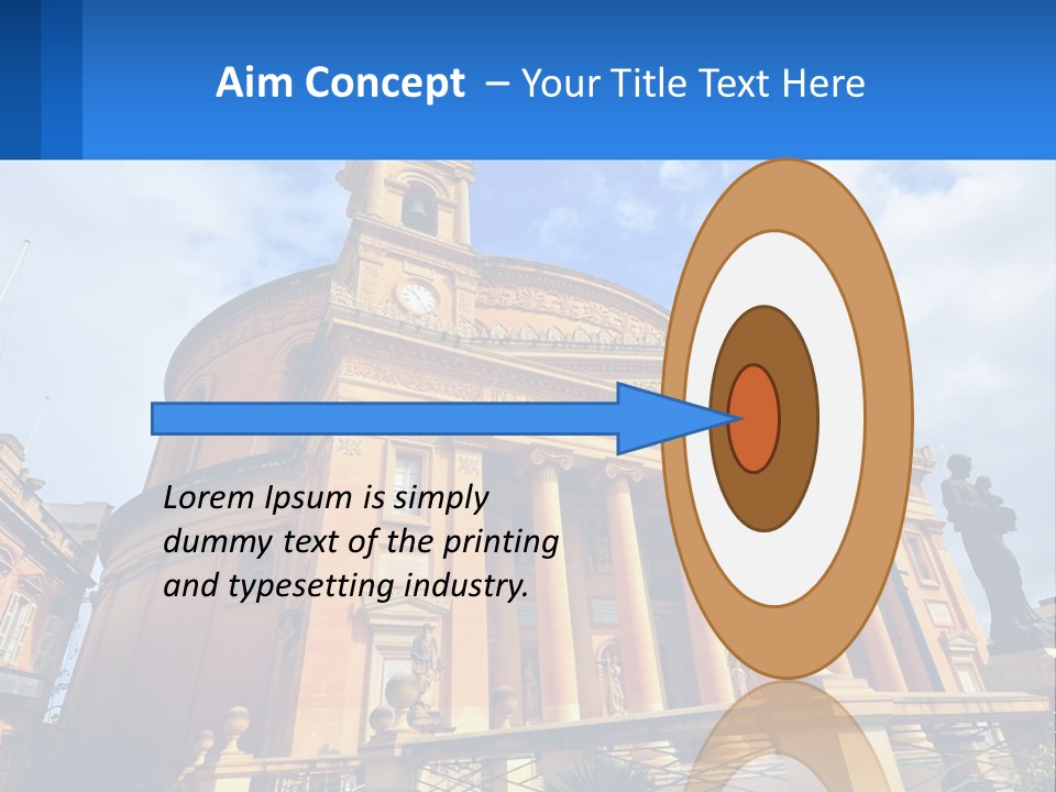 A Large Building With Columns And A Clock On It PowerPoint Template