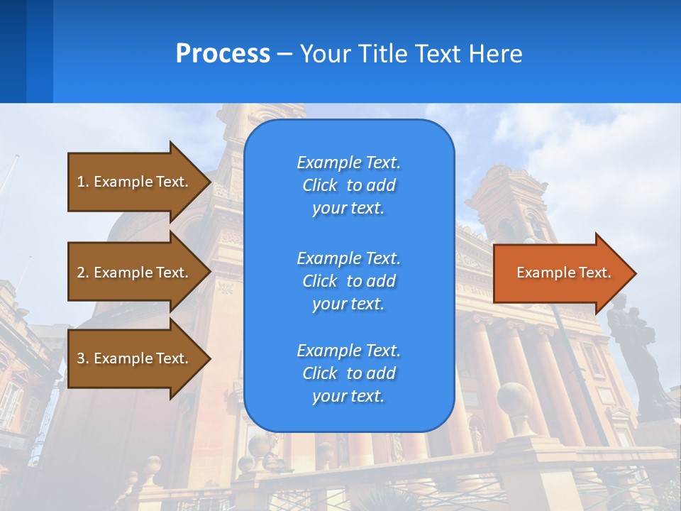 A Large Building With Columns And A Clock On It PowerPoint Template