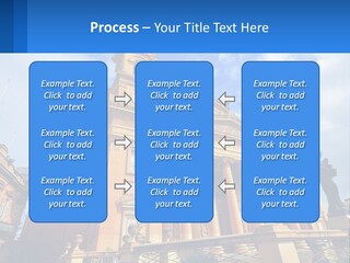 A Large Building With Columns And A Clock On It PowerPoint Template