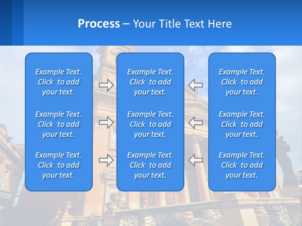 A Large Building With Columns And A Clock On It PowerPoint Template