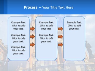 A Large Building With Columns And A Clock On It PowerPoint Template