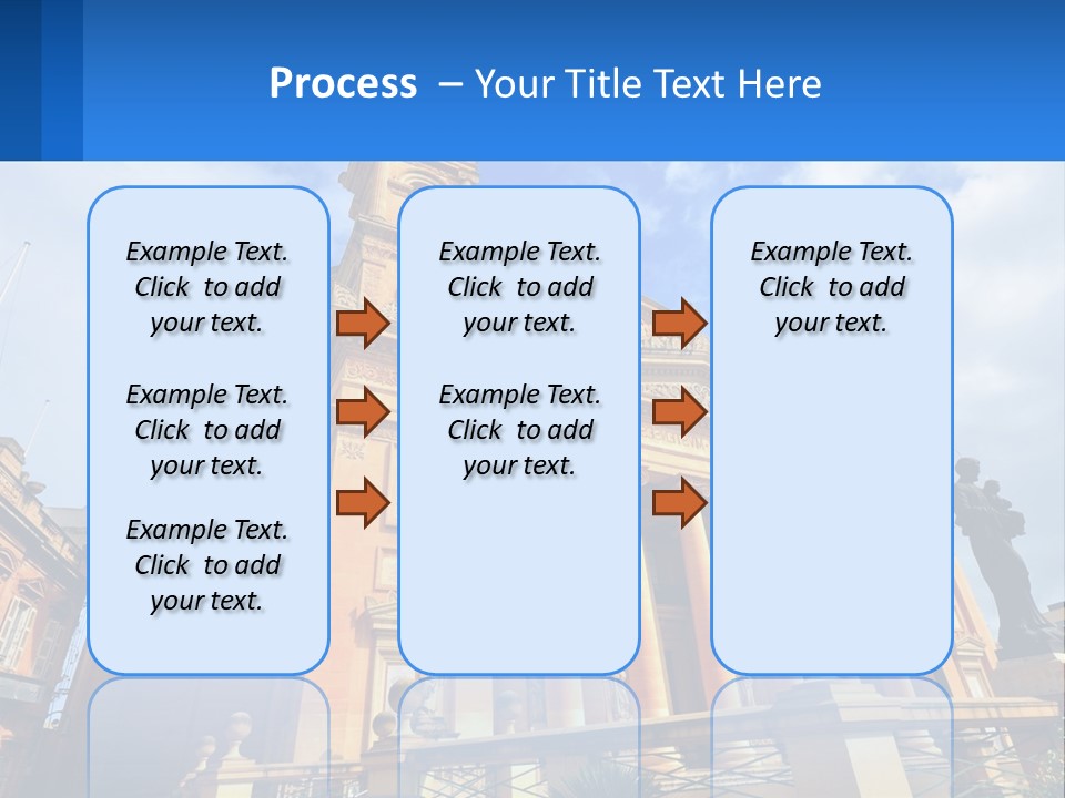 A Large Building With Columns And A Clock On It PowerPoint Template