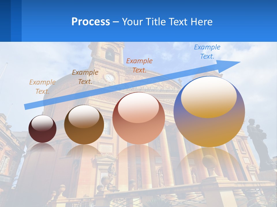 A Large Building With Columns And A Clock On It PowerPoint Template