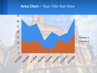 A Large Building With Columns And A Clock On It PowerPoint Template