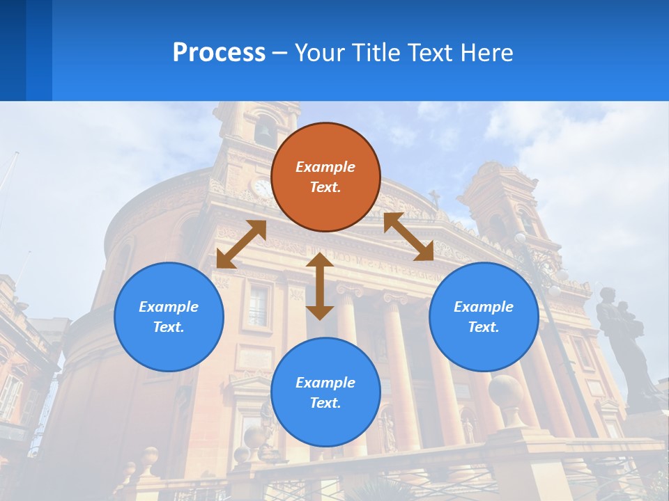 A Large Building With Columns And A Clock On It PowerPoint Template