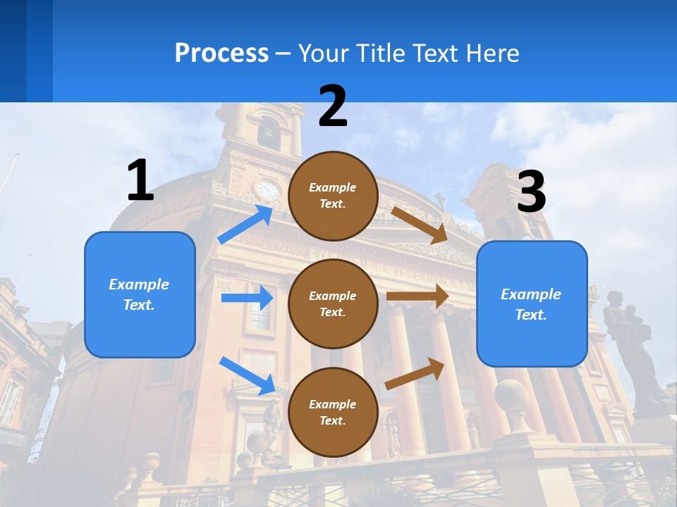 A Large Building With Columns And A Clock On It PowerPoint Template