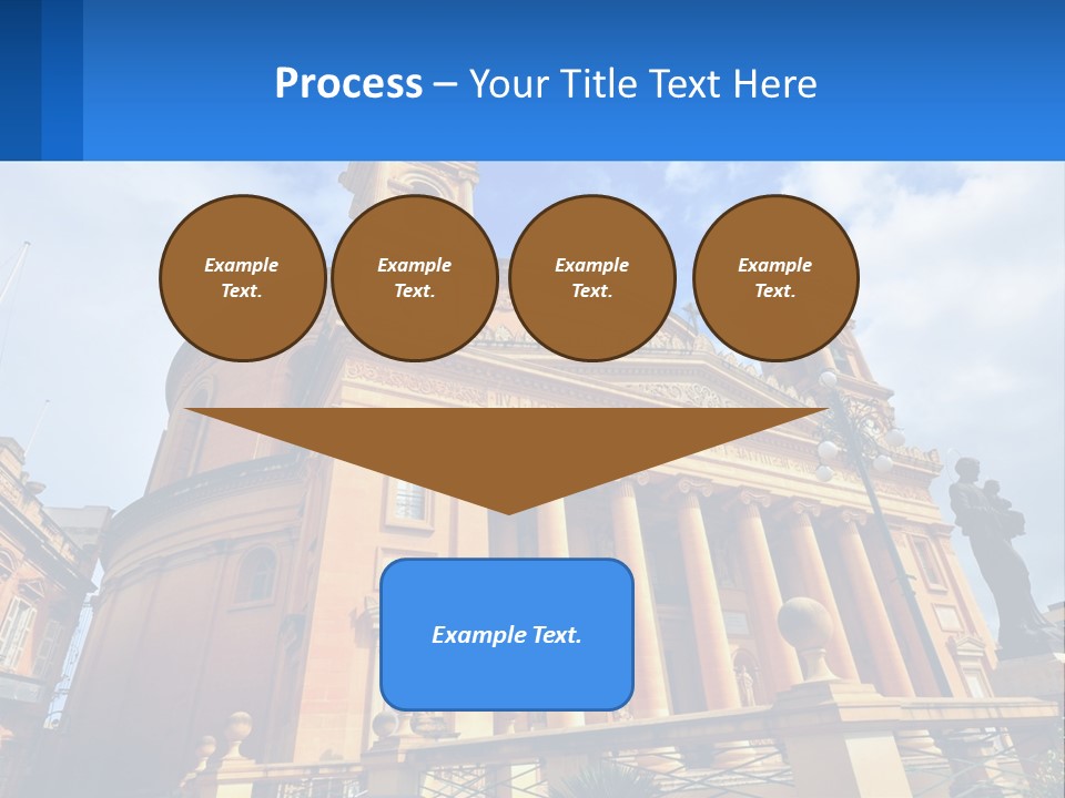 A Large Building With Columns And A Clock On It PowerPoint Template