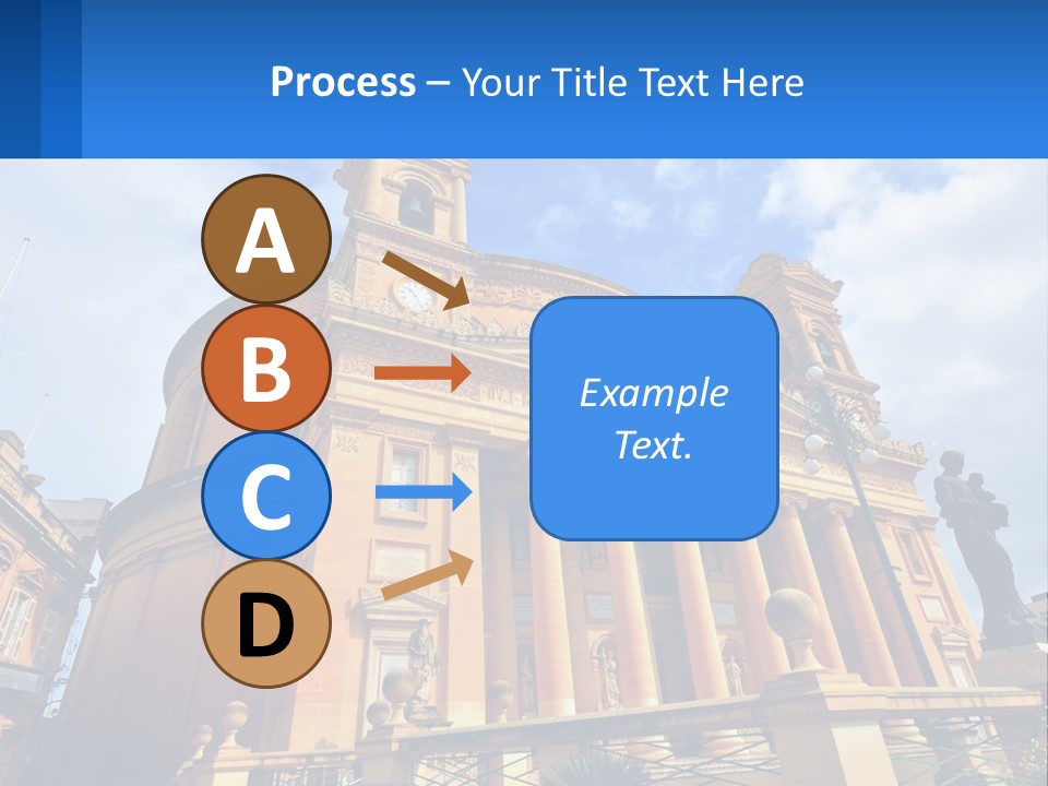 A Large Building With Columns And A Clock On It PowerPoint Template