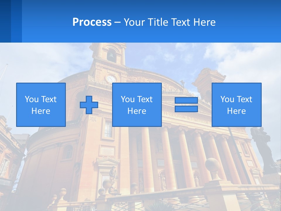 A Large Building With Columns And A Clock On It PowerPoint Template