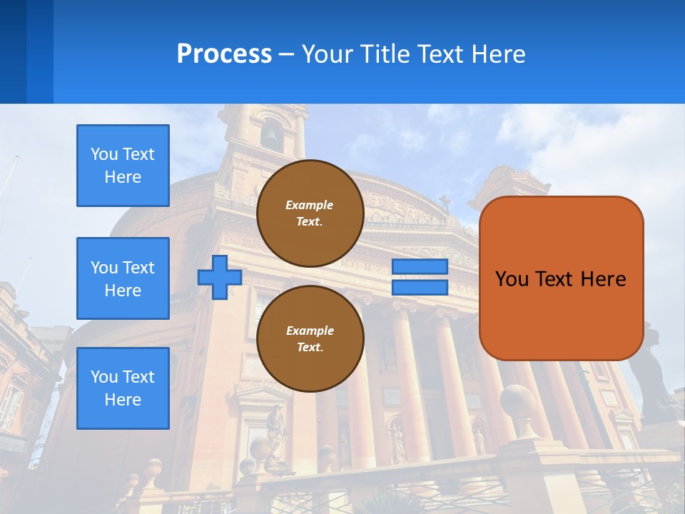 A Large Building With Columns And A Clock On It PowerPoint Template