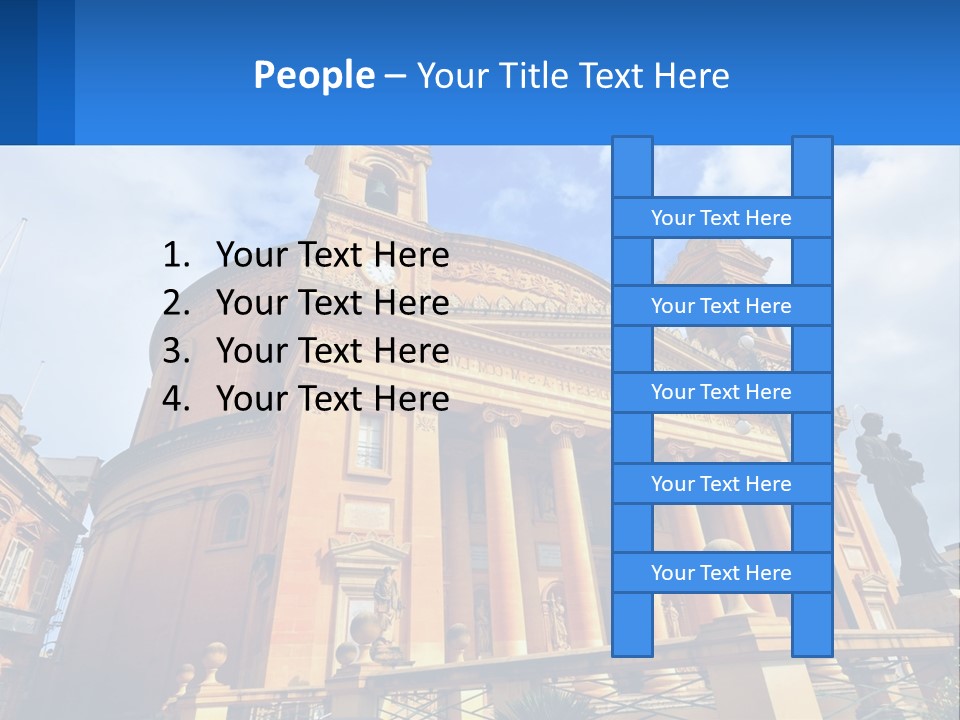 A Large Building With Columns And A Clock On It PowerPoint Template