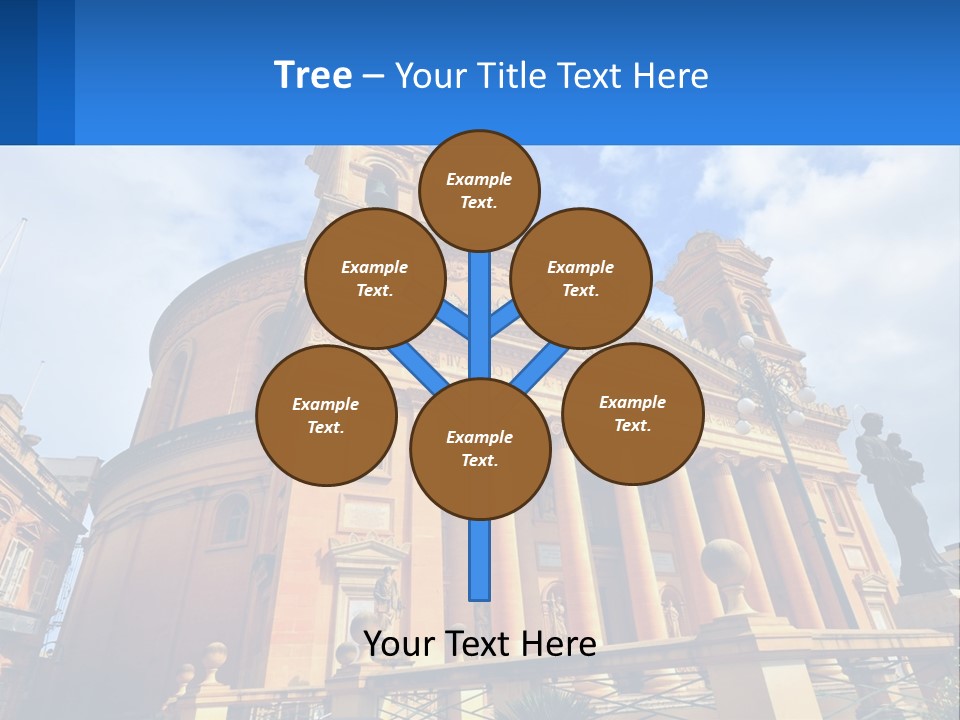A Large Building With Columns And A Clock On It PowerPoint Template