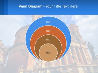 A Large Building With Columns And A Clock On It PowerPoint Template