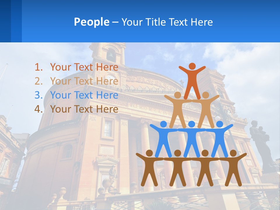 A Large Building With Columns And A Clock On It PowerPoint Template