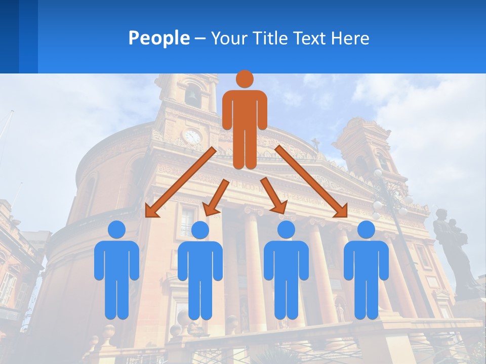 A Large Building With Columns And A Clock On It PowerPoint Template