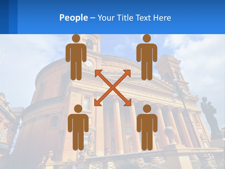 A Large Building With Columns And A Clock On It PowerPoint Template