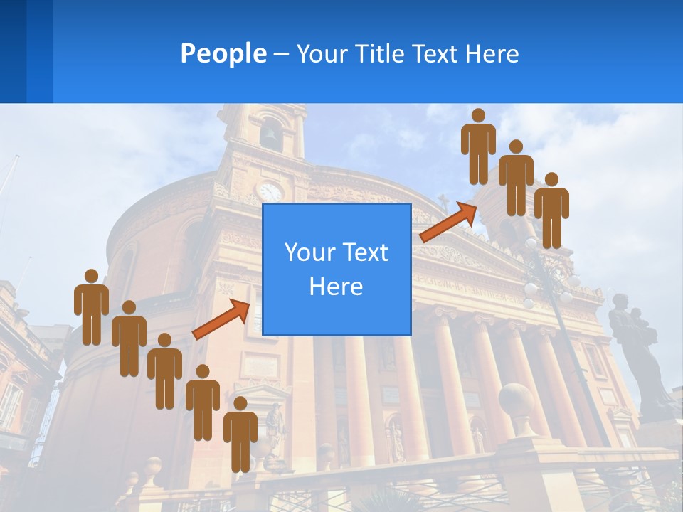 A Large Building With Columns And A Clock On It PowerPoint Template