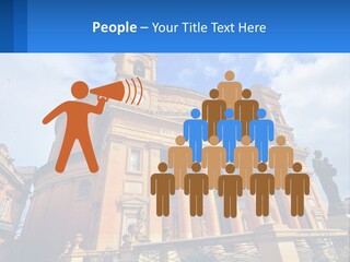 A Large Building With Columns And A Clock On It PowerPoint Template