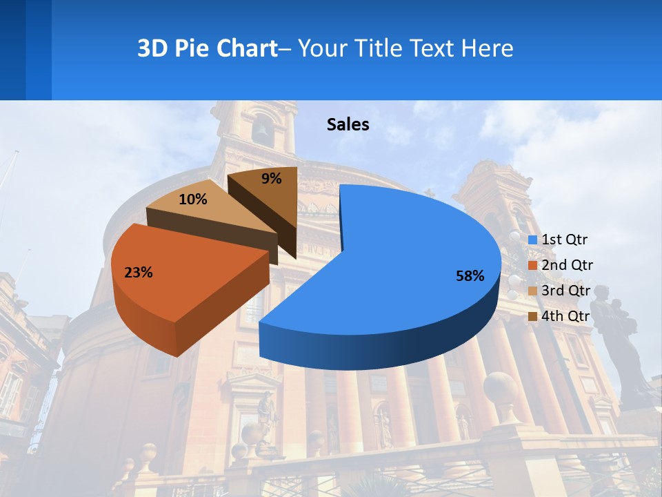 A Large Building With Columns And A Clock On It PowerPoint Template