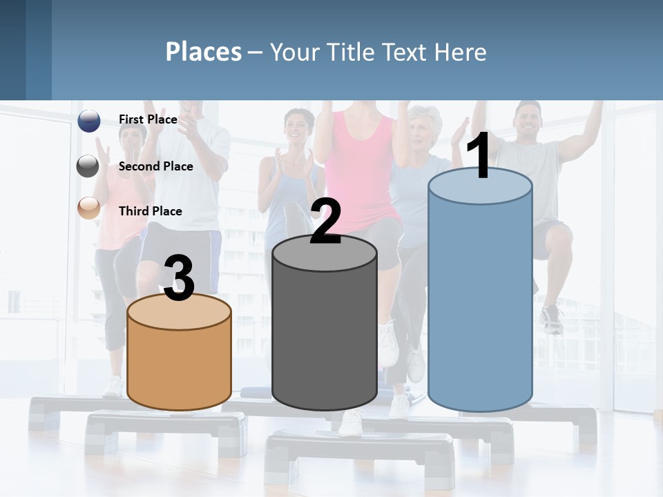 A Group Of People Doing Exercises In A Gym PowerPoint Template