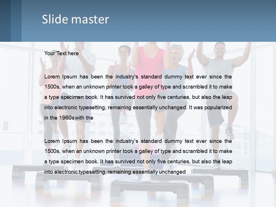 A Group Of People Doing Exercises In A Gym PowerPoint Template