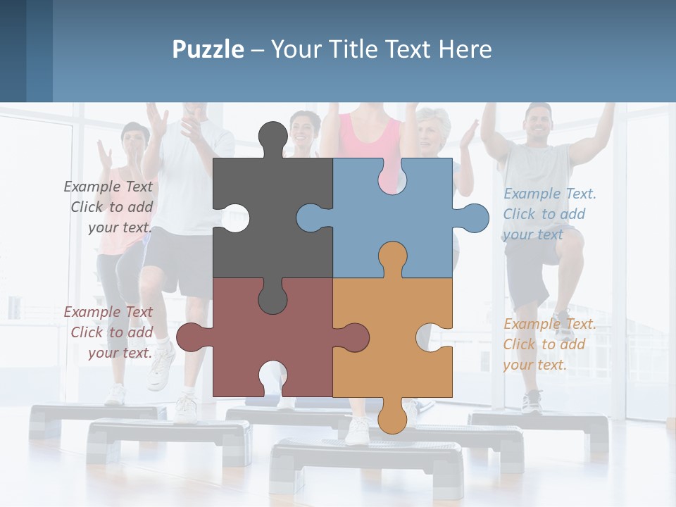 A Group Of People Doing Exercises In A Gym PowerPoint Template